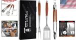 Stainless Steel BBQ Grill Tools Set with Rosewood
