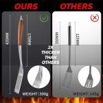 Stainless Steel BBQ Grill Tools Set with Rosewood