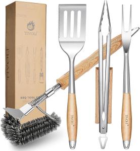 4-Piece Stainless Steel BBQ Tool Set