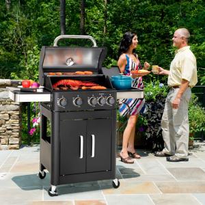 4-Burner Propane Gas Grill with Side Burner