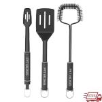 3-Piece BBQ Grilling Tool Set with Spatula, Tongs, Brush