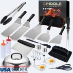 Stainless Steel BBQ Grill Tool Set with Spatula, Tongs, Bottles