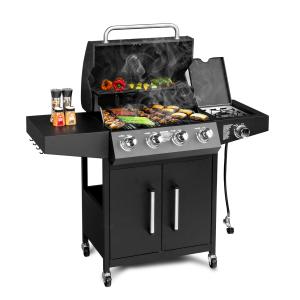 58,000BTU 4-Burner Propane Grill with Side Burner