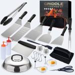 Stainless Steel BBQ Grill Tool Set with Spatula, Tongs, Bottles