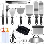 Stainless Steel BBQ Grill Tool Set with Spatula, Tongs, Bottles