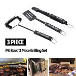 3-Piece BBQ Grilling Tool Set with Spatula, Tongs, Brush