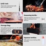 Stainless Steel BBQ Grill Tool Set with Spatula, Tongs, Bottles