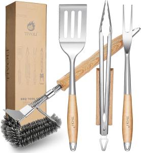 Heavy Duty BBQ Tool Set - 4 Piece Stainless Steel