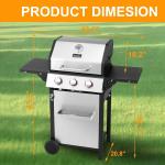 Stainless Steel 3 Burner Propane Gas Grill