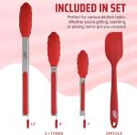 Silicone-Tipped BBQ Grill Tongs Set - 4 Pieces