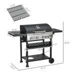 Outsunny 4-Burner Propane Gas Grill with Side Burner