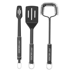 3-Piece Grill Set: Spatula, Tongs, Brush