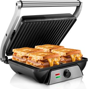 3-in-1 Electric Panini Grill with Non-Stick Plates
