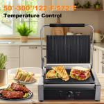 Electric Panini Press Grill with Grooved Plates