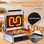 Electric Panini Press Grill with Grooved Plates