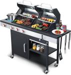 Gas Charcoal Grill Combo with Side Burner
