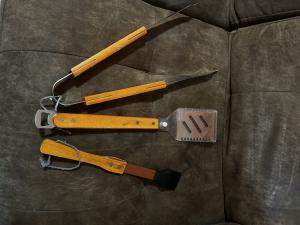 Stainless Steel BBQ Grill Tool Set with Wood Handles