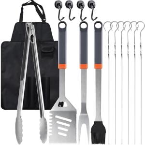 15-Piece BBQ Grill Set with Tongs and Spatula