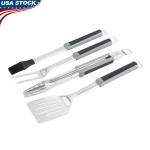 Stainless Steel BBQ Grill Tool Set - 4 Pieces