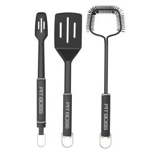 3-Piece Grilling Set: Spatula, Tongs, Cleaner