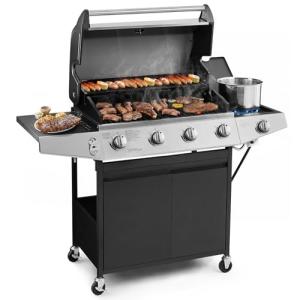 Lyromix 4-Burner Propane Gas Grill with Side Burner