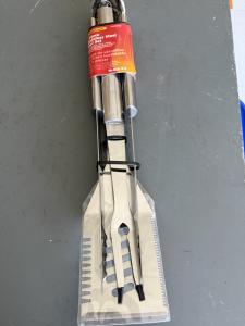 3-Piece Stainless Steel BBQ Grill Tool Set