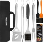 8-Piece BBQ Grill Tools Set with Thick Spatula