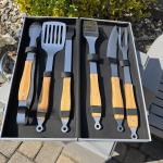 6-Piece BBQ Tool Set: Brush, Spatula, Tongs, Fork, Knife