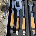 6-Piece BBQ Tool Set: Brush, Spatula, Tongs, Fork, Knife