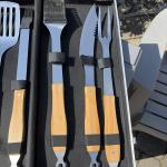 6-Piece BBQ Tool Set: Brush, Spatula, Tongs, Fork, Knife