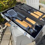 6-Piece BBQ Tool Set: Brush, Spatula, Tongs, Fork, Knife