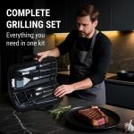 Heavy-Duty Grilling Accessory Set: Spatula, Tongs, Brush, Fork
