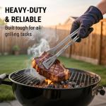 Heavy-Duty Grilling Accessory Set: Spatula, Tongs, Brush, Fork