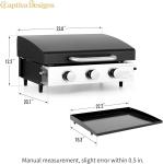29" Portable 3-Burner Camping Propane Griddle