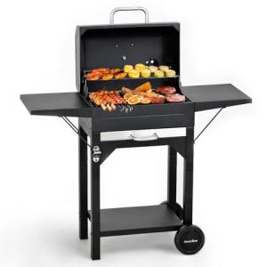 MASTER COOK Heavy-Duty Charcoal Grill with Side Tables