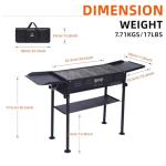 Portable Charcoal Grill with Side Table and Carry Bag