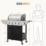 YIORTWO 4-Burner Propane Gas Grill with Side Burner