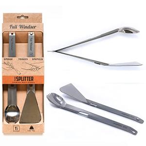 Titanium Multi Utensil Set: Tongs, Spork, Spatula