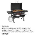 Blackstone 36” 4-Burner Propane Griddle with Hood