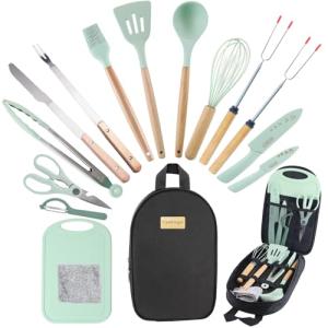 Camkinger 15-Piece Silicone Camping Utensils Set