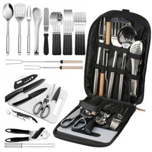 27-Piece Portable Camping Utensil Set for BBQs