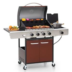 MFSTUDIO 4-Burner Gas BBQ Grill with Side Burner