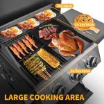 3-Burner Portable Gas Grill with Cast Iron Grates