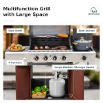 MFSTUDIO 4-Burner Gas BBQ Grill - Dark Red