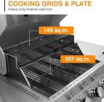 4 Burner Stainless Steel Propane Grill with Side Burner