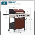 MFSTUDIO 4-Burner Gas BBQ Grill - Dark Red
