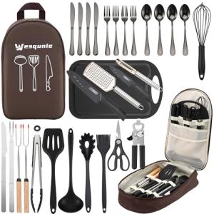 30-Piece Camping Cookware Set for Grilling