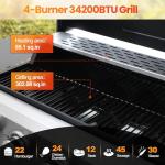 HUGROVE 4-Burner Propane Gas BBQ Grill