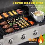 Unovivy 3-Burner Gas Grill with Side Burner