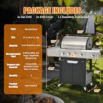 Evedy 4-Burner Stainless Steel Gas Grill with Cover